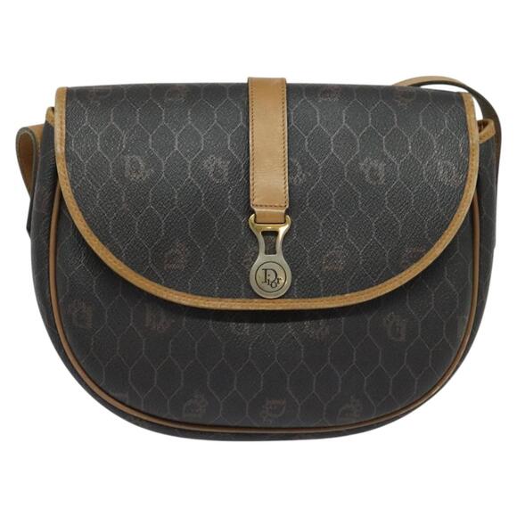 DIOR Honeycomb Canvas Shoulder Bag Pvc Leather Black - Picture 2 of 12